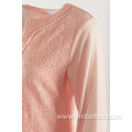 Long sleeve with lace front in color pink